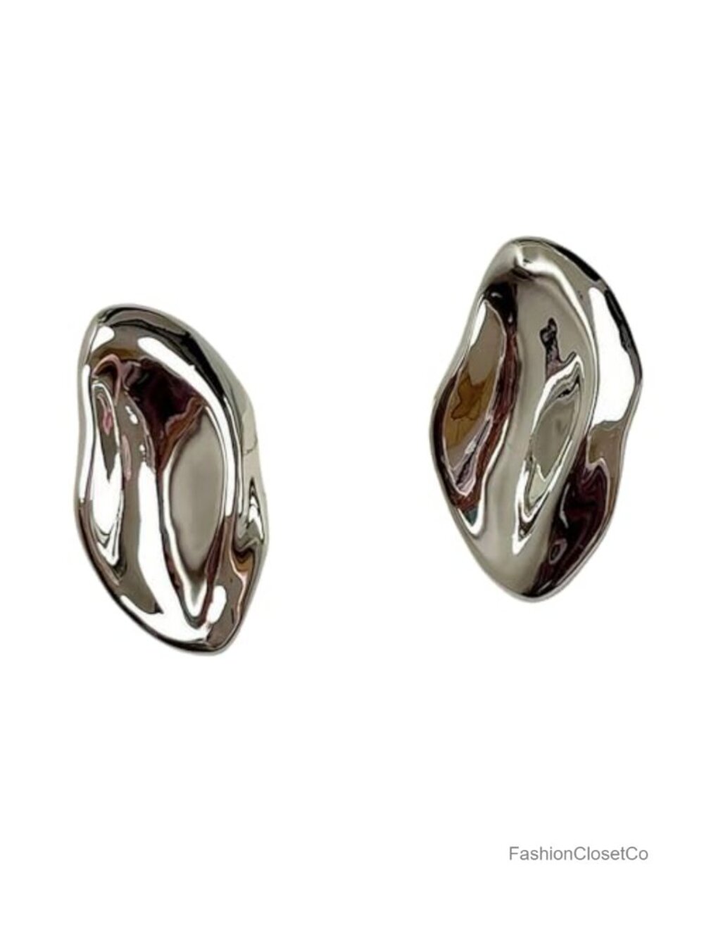 Chunky Statement Drop Earrings Silver Irregular Womens Trendy Glamorous Nye